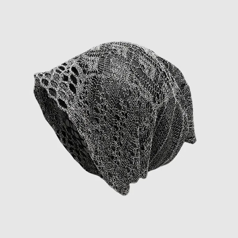 Summer Hollow Out Mesh Crochet Beanie Women Knitted Hat Ripped Hole Punk Lace Stacking Hat