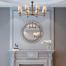Gorgeous Round Wall Mirror HD Silver Mirror Stone Decor Luxury Home Decor Sturdy Frame Easy Mount