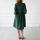 Autumn Corduroy Chic Elegant Shirt Dress For Women Solid Single Breasted Party Dress With Pockets