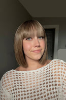 Bob Wig with Bangs Lace Front Wig Blonde Highlights Fringe Bob Hair Grils Wig