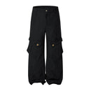 Spliced Cargo Pants Men Retro Distressed Safari Loose Wide Leg Pants Men Trousers