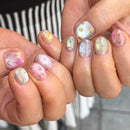 24pcs Rainbow Colorful Nail Patches Spring Summer Tulip Flower Graffitti Press On Nails Macaron Cat's Eye Short False Nail