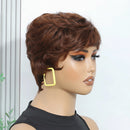 Short Wigs for Women Pixie Cut Human Hair Wigs Short Layered Pixie Wig With Bangs Glueless Made Chocolate Brown