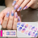 16Tips Shimmer Gradient Marble Gel Nail Wraps No-Bake Semi-Cured Glossy Nail Stickers Full Cover Adhesive Stickers for Nails Art