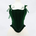 Women Velvet Corset Bustier Over Bust Lace Up Boned Shaping Tops