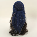 Navy blue headscarf with gold trim on a white background, Obroi