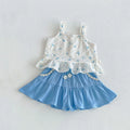 6M-5T Summer Girls Clothing Set Floral Camisole And Ruffle Shorts 2 Pcs Suit Kids Outfit