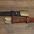 3.7CM Pure Genuine Leather Belts for Men Strap Male Brass Buckle Fancy Jeans Luxury