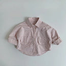 Spring Summer Children Shirts 1-8Y Boys Cotton Spliced Pockets Casual Toddler Wear