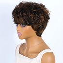 Black Pearl Human Hair Short Fluffy Brown Blonde Human Hair Wig for Women