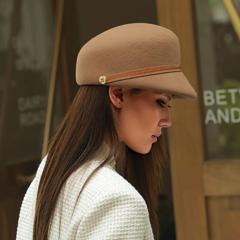 Wool duckbill hat for children autumn and winter newsboy hat retro versatile equestrian hat beanie hat