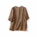 Brown dress with puff sleeves on a white background, Obroi
