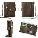 Genuine Leather Men Wallet Anti Theft Chain RFID Casual Money Clip Male Wallets Coin Pocket