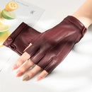 Leather Gloves Female Semi-Finger Genuine Leather Thin Style Driving Fitness Women Gloves Locomotive