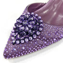 Latest Women Shoes and Matching Bags Decorated with Rhinestone Elegant Pointed Toe Wedding Shoes Bride