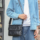 Genuine Leather Men's Crossbody Bag Flap Shoulder Bags Black Small Messenger Bag Work
