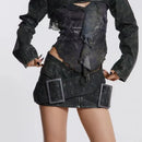 Spring Casual Retro Style Sashes Leather Skirts Women's Slim Fit A-line Mini Skirt