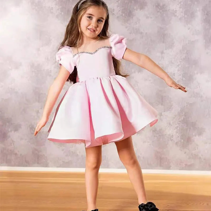 Baby Girl Princess Dress Puff Sleeve Infant Toddler Party Pageant Birthday Baptism Frocks