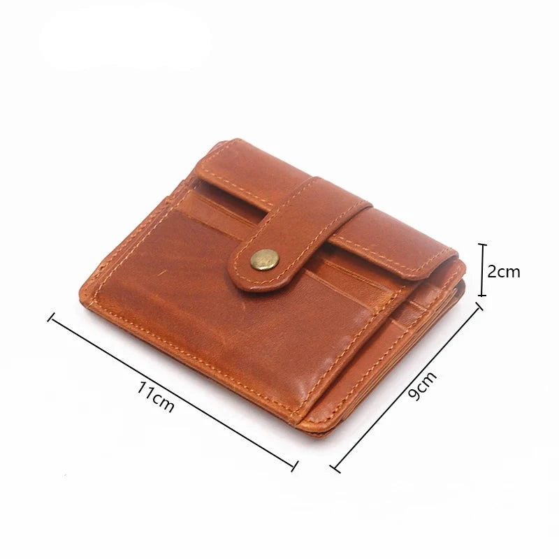 Genuine Leather Wallet For Men Original Vintage Short Small Men's Purse Coin Pocket Bag