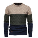 Autumn Patchwork O-neck Pullover Sweaters for Men Sweater Warm Winter Knitted