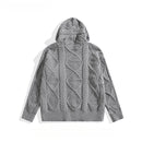 Men's Retro Hooded Twist Sweater Cardigan Autumn Winter Casual