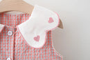 Summer Newborn Dress Doll Collar Cute Princess Beach Flowers Dresses+Bag Little Girls Heart Plaid Clothing