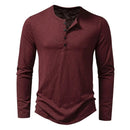 Men's Cotton Button Henley neck Shirt Long Sleeve Casual Button Solid T-Shirts