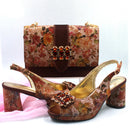 Heels Women Shoes and Bag Set with Shinning Crystal in Yellow Color