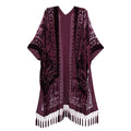 Bohemian Kimono Velvet Tassel Shawl Casual and Versatile for Women on Vacation