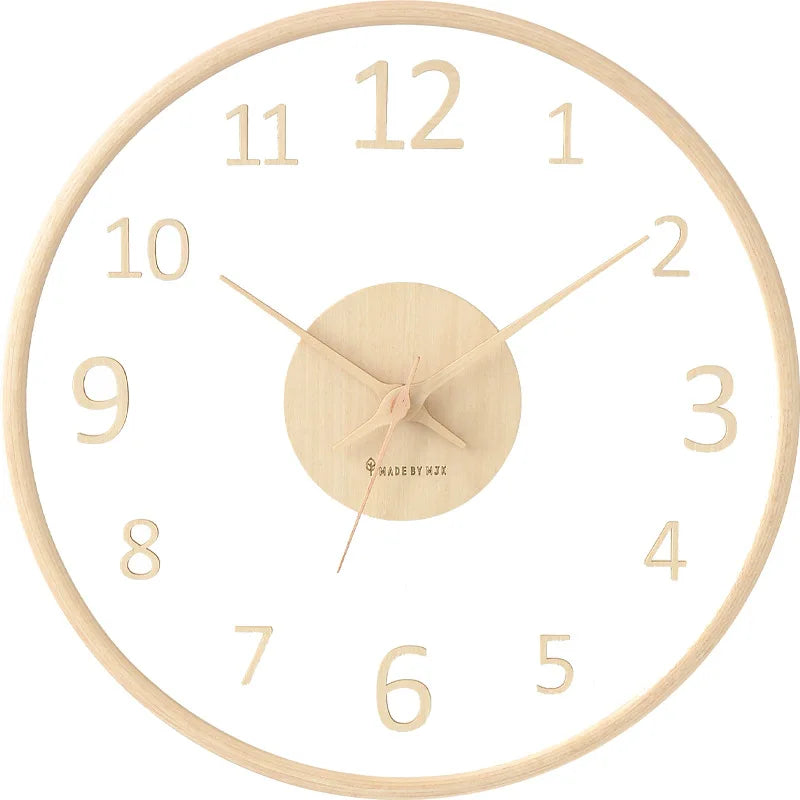 Nordic Creative Decoration Clock Solid Wood Wall Light Luxury Hanging Decor
