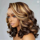 Ombre Blonde Human Hair Bob Wig, 13x4 Lace Front Body Wave Wig, Glueless Short Bob for Women