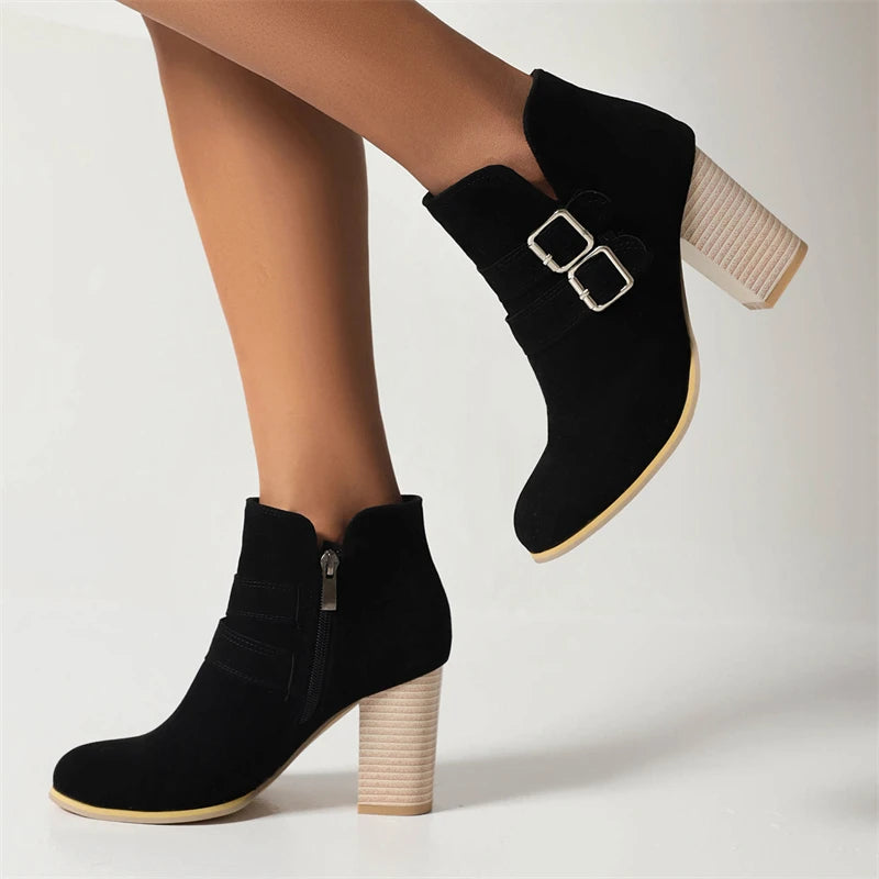 Flock Ankle Boots For Women Elegant Autumn Winter Short Boots