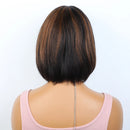 Short Straight Hair Bob Wigs Human Hair Wig With Bangs for Women Brown Honey Bob Wig