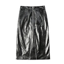 Embossed Skirts For Women Motorcycle Middle Long Zipper Punk Over Knee