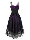 Halloween Short Party Womens Dress Irregular Lace Gothic Patchwork Aesthetic Straps Casual Dress