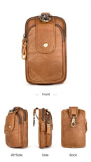 Full-Grain Leather Vertical Waist Pack Heavy-Duty Work Belt Bag for Men with Phone Sleeve & Tool Pockets