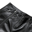 Spring Autumn Men Tide Dark Texture Zippers Pleated Leather Pants Punk Ins