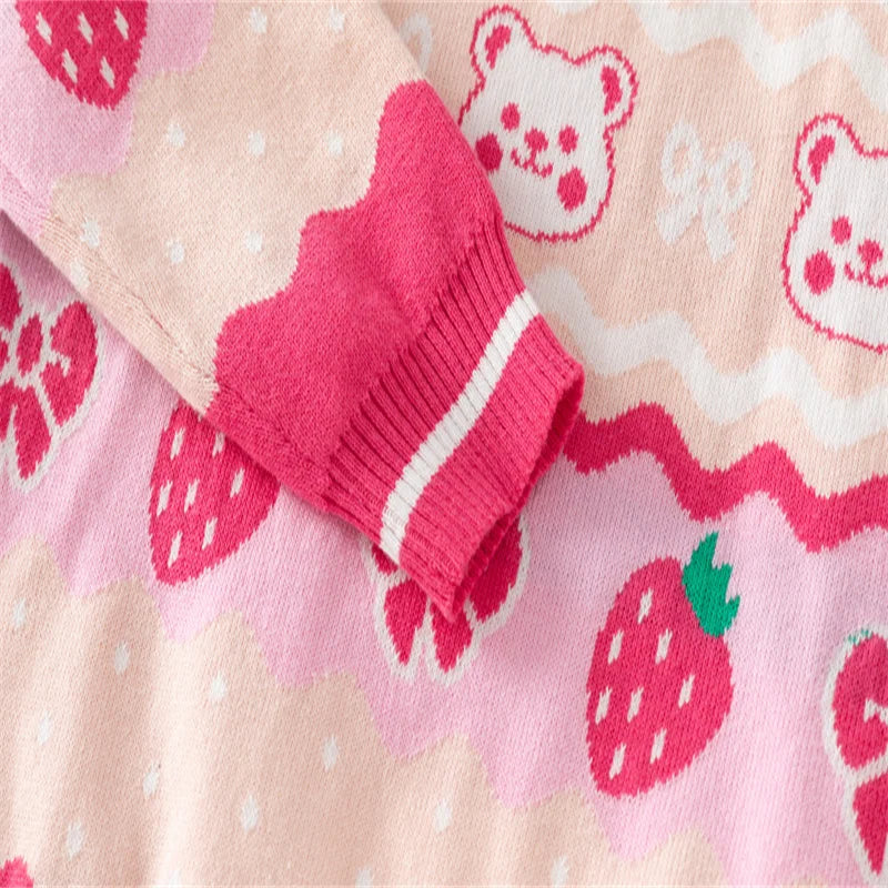 Girls Sweaters For Autumn Winter Strawberry Cute O-neck Children's Sweatshirts