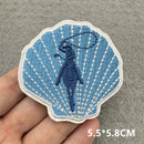 Summer Blue Surfer Girl Shell Wave Bow Iron-on Embroidered Badge Patch DIY T-shirt Hat Backpack Clothing Sticker