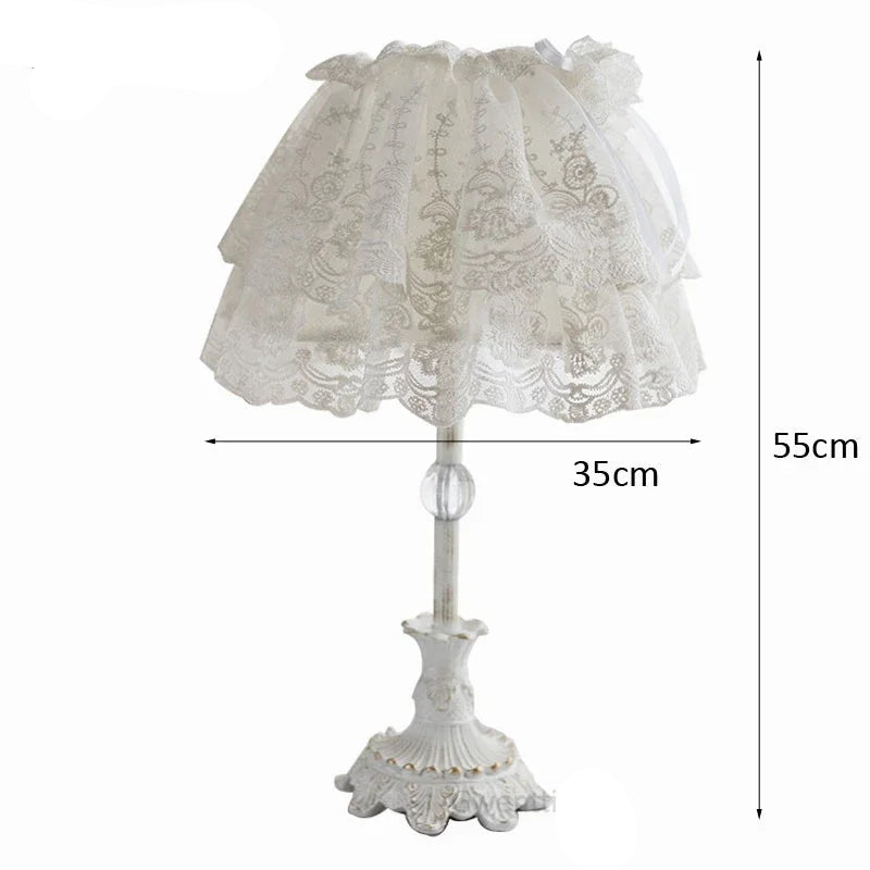 Nordic Lace Fabric Table Lamps Princess Girl Led Stand Desk Light Decor Bedroom Bedside Lamp Lighting Fixtures