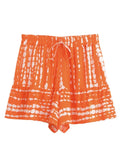 Orange shorts with white pattern on a white background, Obroi