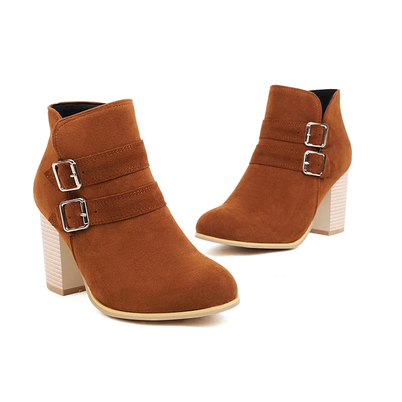 Flock Ankle Boots For Women Elegant Autumn Winter Short Boots