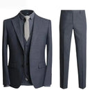 Obroi Gray suit with jacket, vest, and pants on a white background