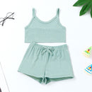 Summer Baby Girls Cotton Top Tees Shorts House Wear Clothes Sets Toddler Kids Mini T-Shirts Sleeper Suit Home Clothes