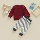 Toddler Baby Boys Spring Fall Clothing Outfit Long Sleeve Sweatshirt Tops and Casual Striped Drawstring Sweatpants Set