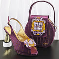 Quality Decorated With Rhinestone Bride Ladies Shoes And Matching Bag Set Italian High Heels Shoes And Bag Set