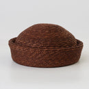Flat Berets Women Hand Woven Natural Straw Sun Hat Circle Concave Top Church Derby Party Beach Hat