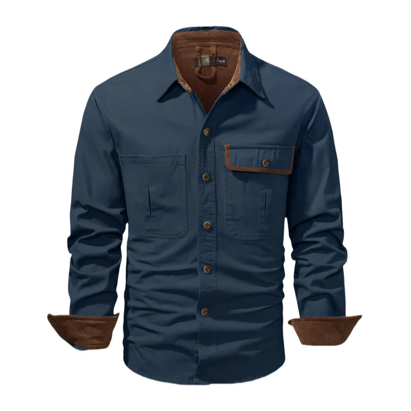 Men's Autumn Casual Plaid Button Long Sleeve Coat Urban Flannel Shirt Top