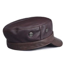 Genuine Leather Cap Men Flat Caps Warm Army Military Hat British Vintage Leather Hat