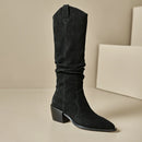 Women Knee High Boots High Heel Suede Pointed Toe Long Boots Winter Woman Dress Western Shoes